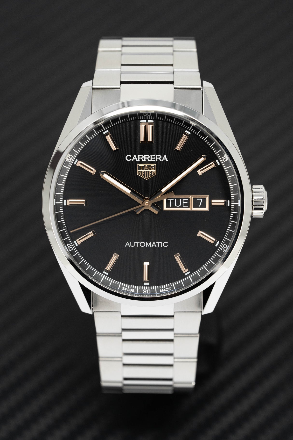 Tag Heuer Watch Carrera Day-Date Automatic Black Rose Gold WBN2013.BA0640