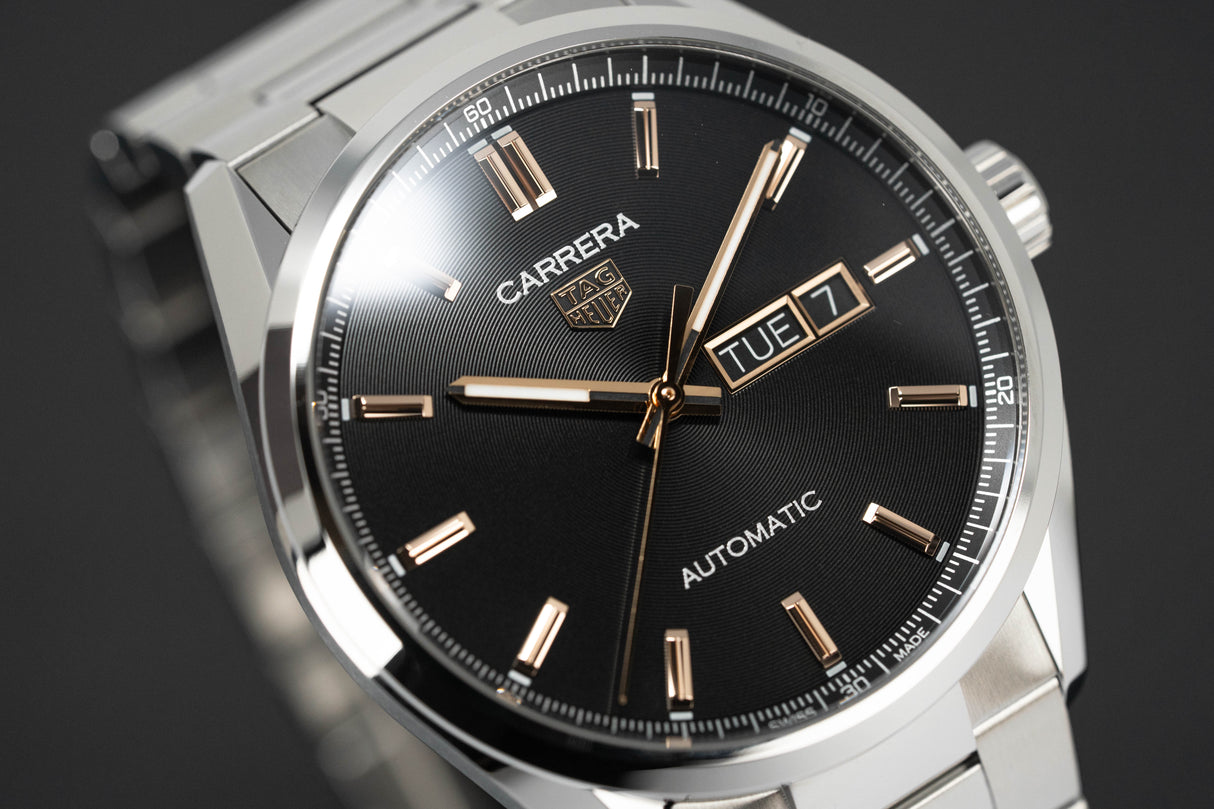 Tag Heuer Watch Carrera Day-Date Automatic Black Rose Gold WBN2013.BA0640