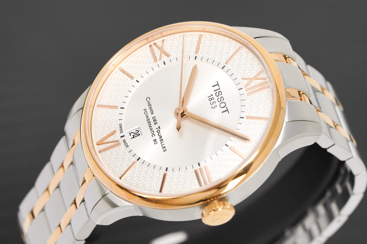 Tissot Men's Automatic Watch Chemin Des Tourelles Powermatic 80 Two-Tone Rose Helvetic Pride Special Edition T0994072203801