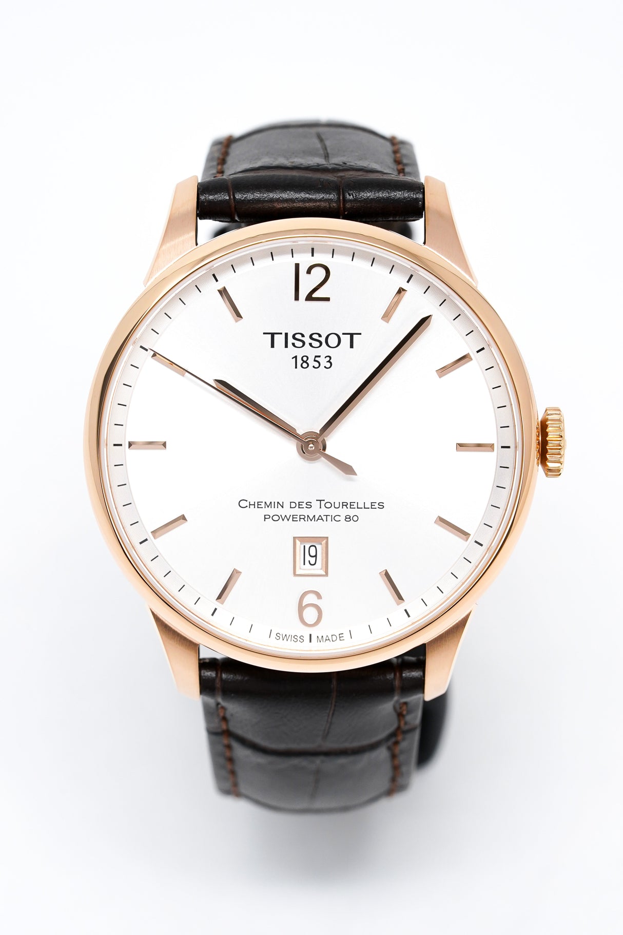 Tissot Men's Automatic Watch Chemin Des Tourelles Powermatic 80 Two-Tone Rose Gold T0994073603700