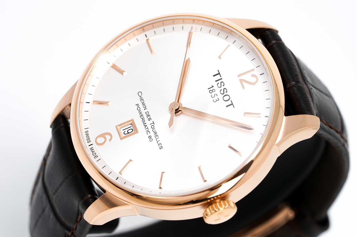 Tissot Men's Automatic Watch Chemin Des Tourelles Powermatic 80 Two-Tone Rose Gold T0994073603700
