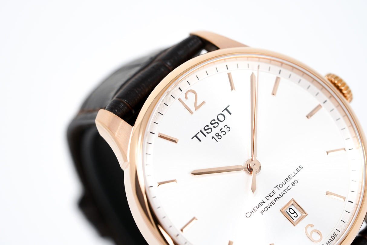 Tissot Men's Automatic Watch Chemin Des Tourelles Powermatic 80 Two-Tone Rose Gold T0994073603700