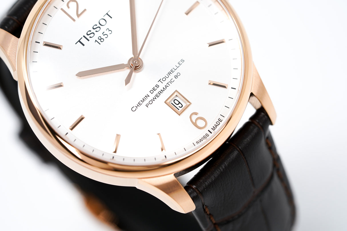 Tissot Men's Automatic Watch Chemin Des Tourelles Powermatic 80 Two-Tone Rose Gold T0994073603700