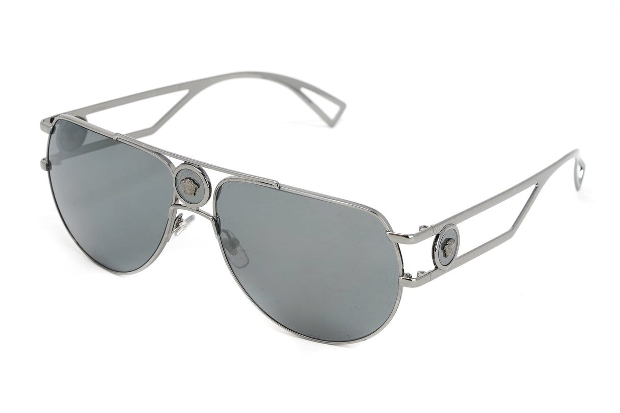 Versace Men's Sunglasses Medusa Pilot Silver Mirror VE222510016G