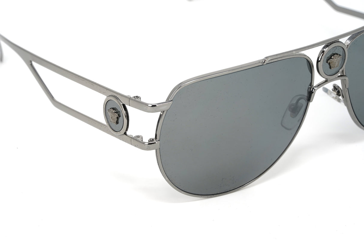 Versace Men's Sunglasses Medusa Pilot Silver Mirror VE222510016G
