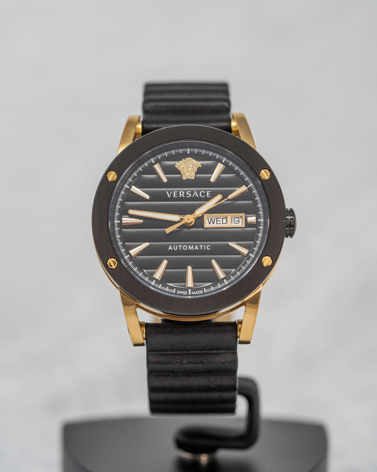 Versace Automatic Watch Theros Day Date Black and Gold VEDX00419