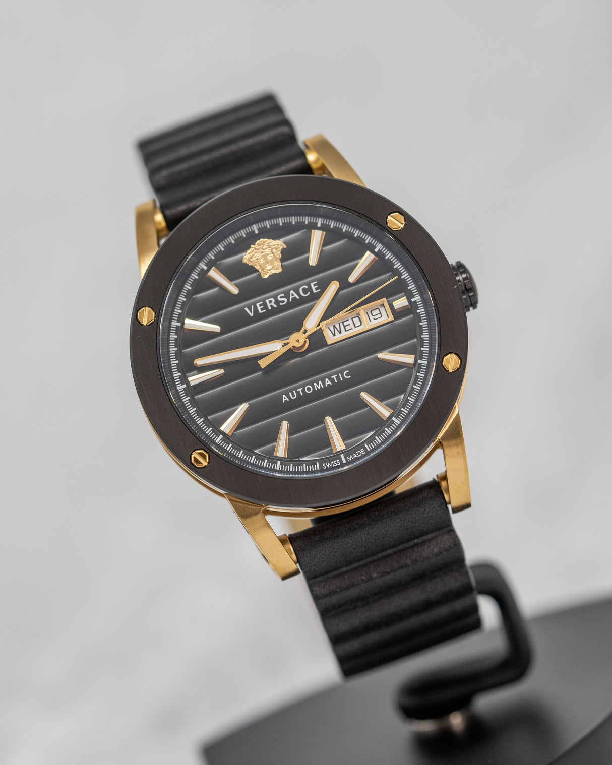 Versace Automatic Watch Theros Day Date Black and Gold VEDX00419