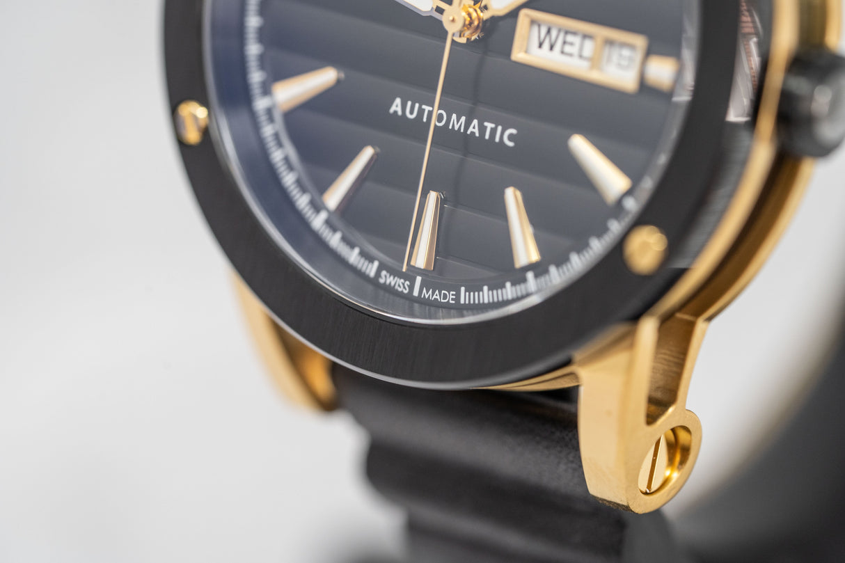 Versace Automatic Watch Theros Day Date Black and Gold VEDX00419