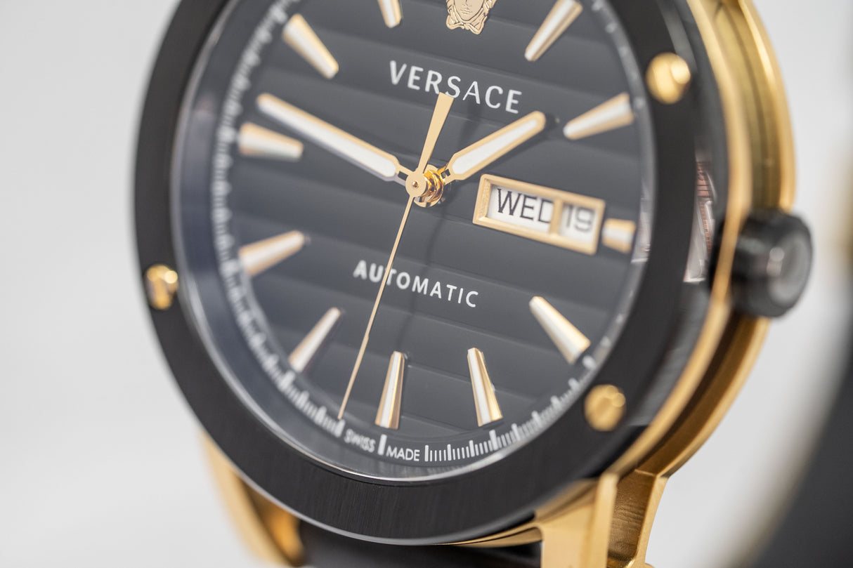Versace Automatic Watch Theros Day Date Black and Gold VEDX00419