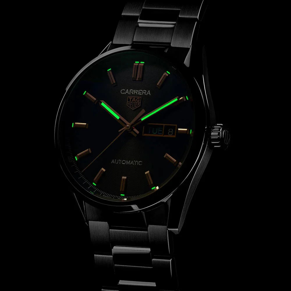 Tag Heuer Watch Carrera Day-Date Automatic Black Rose Gold WBN2013.BA0640