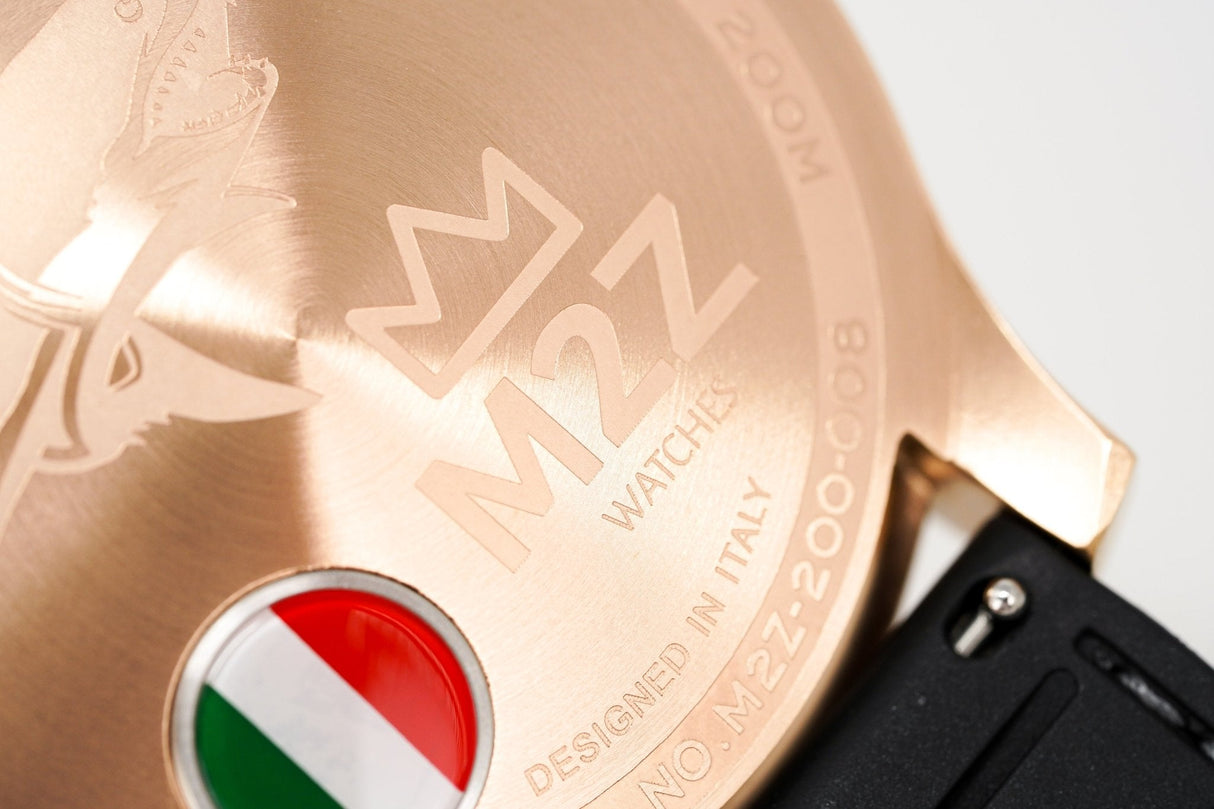 M2Z Men's Watch Diver 200 Black IP Rose Gold 200-008 - Watches & Crystals