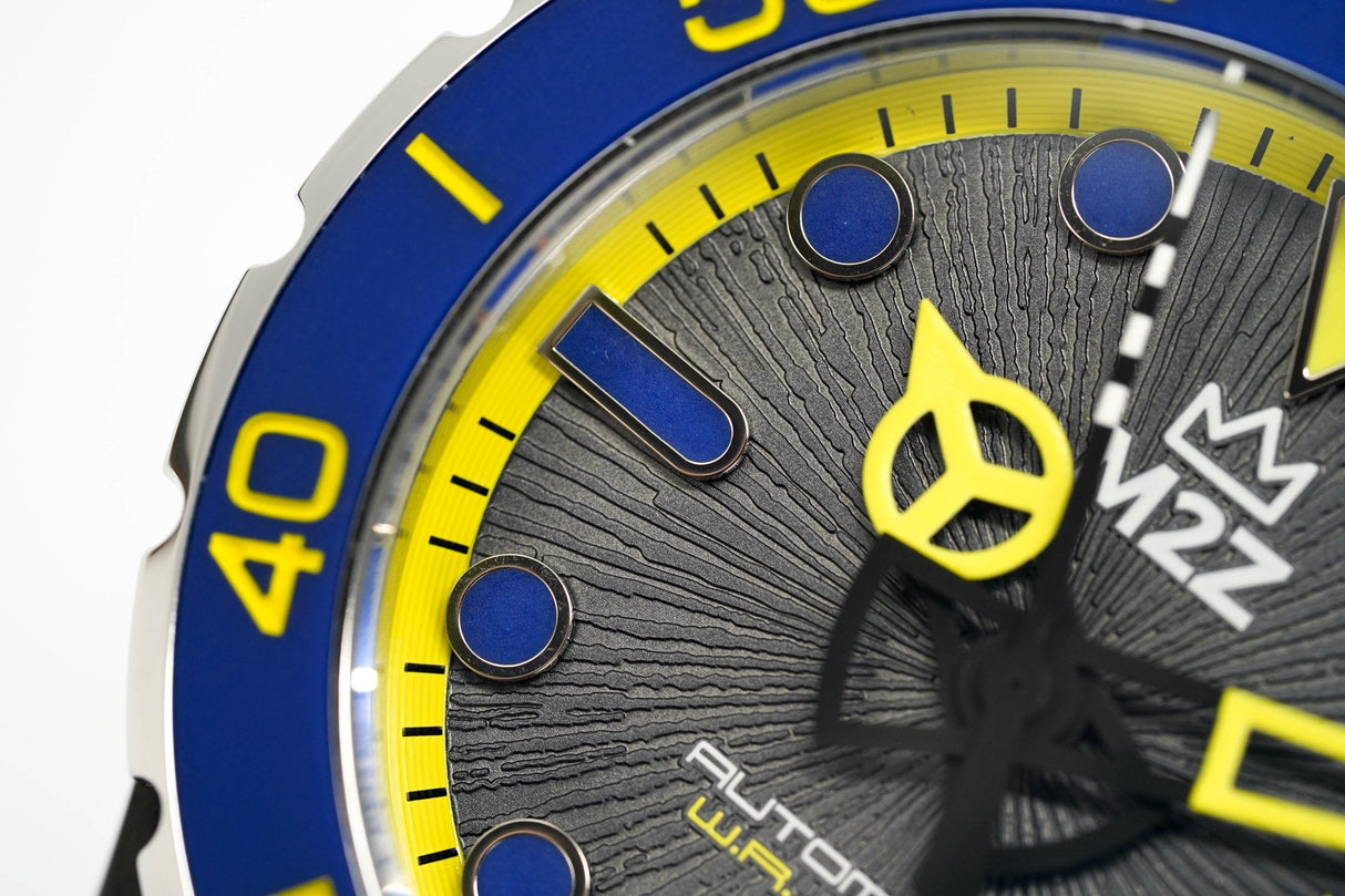 M2Z Men's Watch Diver 200 Yellow IP Black 200-006 - Watches & Crystals