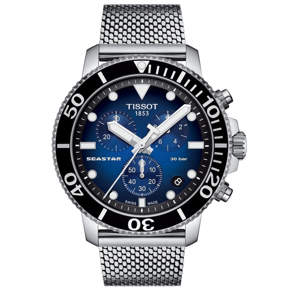 Tissot Chronograph Men's Watch SEASTAR 1000 Blue T1204171104102 - Watches & Crystals