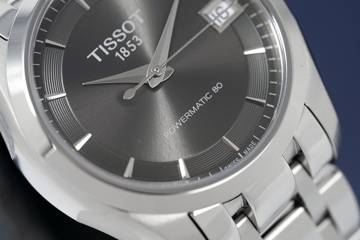 Tissot Ladies T-Classic Automatic Watch Couturier Grey Powermatic 80 Date T0352071106100 - Watches & Crystals