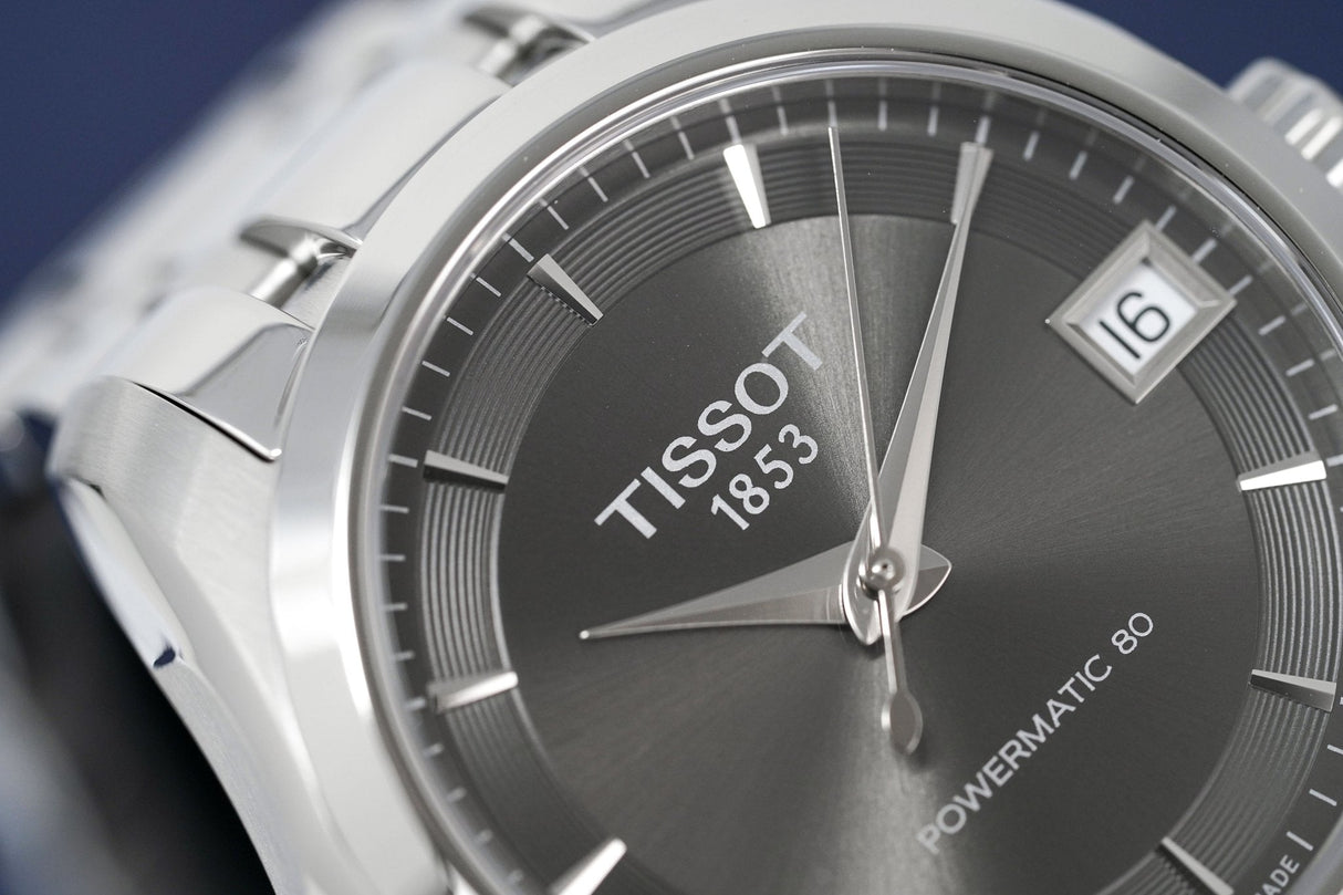 Tissot Ladies T-Classic Automatic Watch Couturier Grey Powermatic 80 Date T0352071106100 - Watches & Crystals