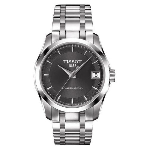 Tissot Ladies T-Classic Automatic Watch Couturier Grey Powermatic 80 Date T0352071106100 - Watches & Crystals
