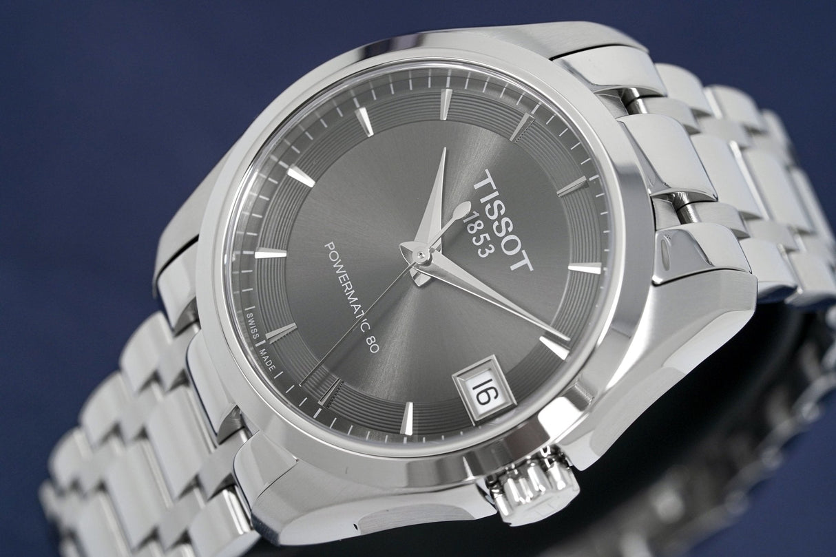 Tissot Ladies T-Classic Automatic Watch Couturier Grey Powermatic 80 Date T0352071106100 - Watches & Crystals