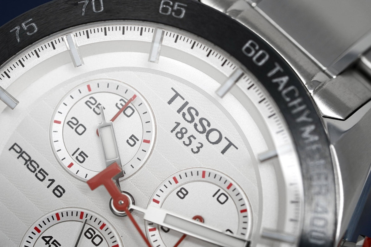 Tissot Men's Chronograph Watch PRS 516 Steel White T1004171103100 - Watches & Crystals