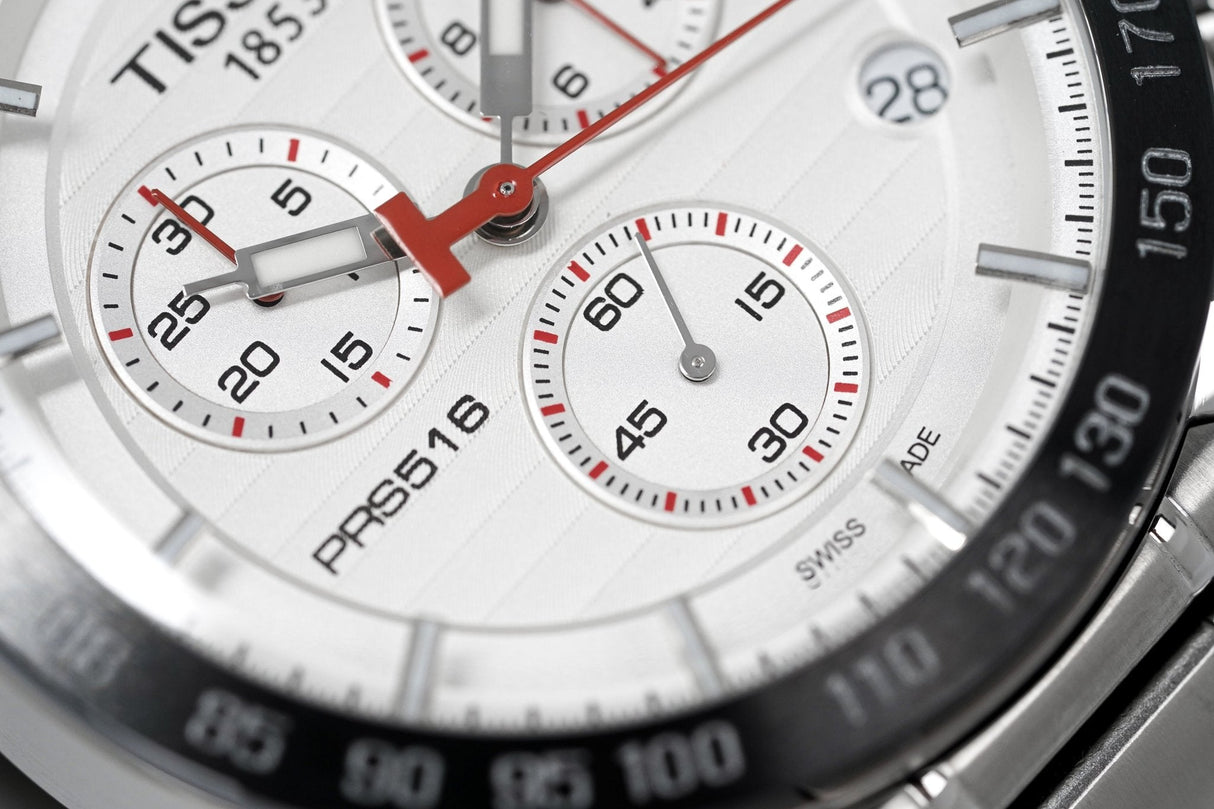 Tissot Men's Chronograph Watch PRS 516 Steel White T1004171103100 - Watches & Crystals