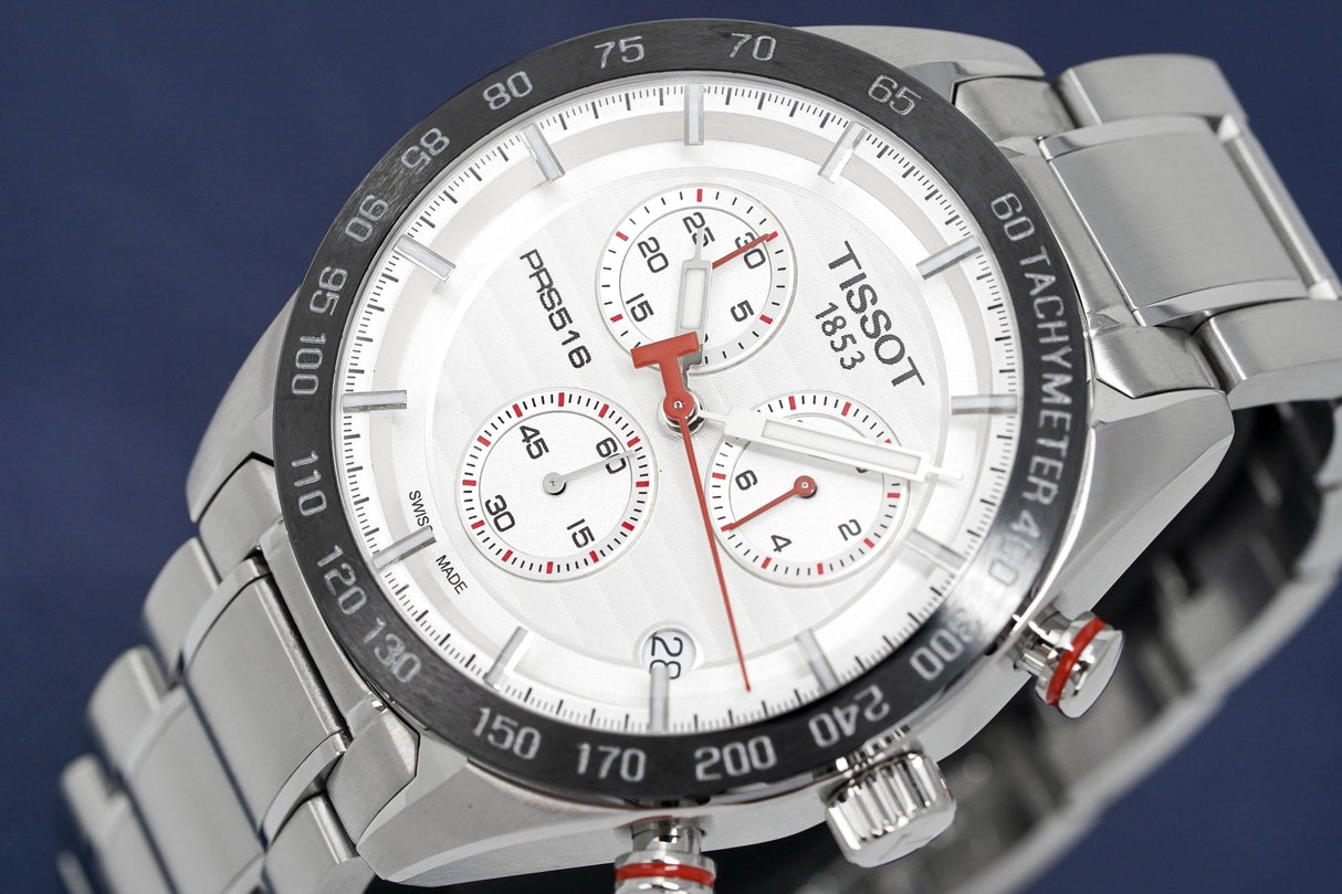 Tissot Men's Chronograph Watch PRS 516 Steel White T1004171103100 - Watches & Crystals