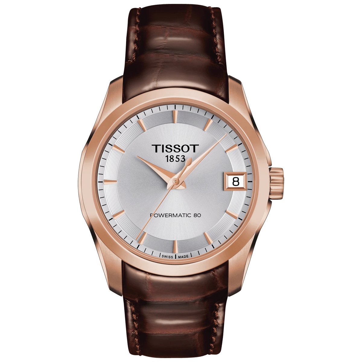 Tissot T-Classic Couturier Powermatic 80 Date Leather Rose Gold - Watches & Crystals