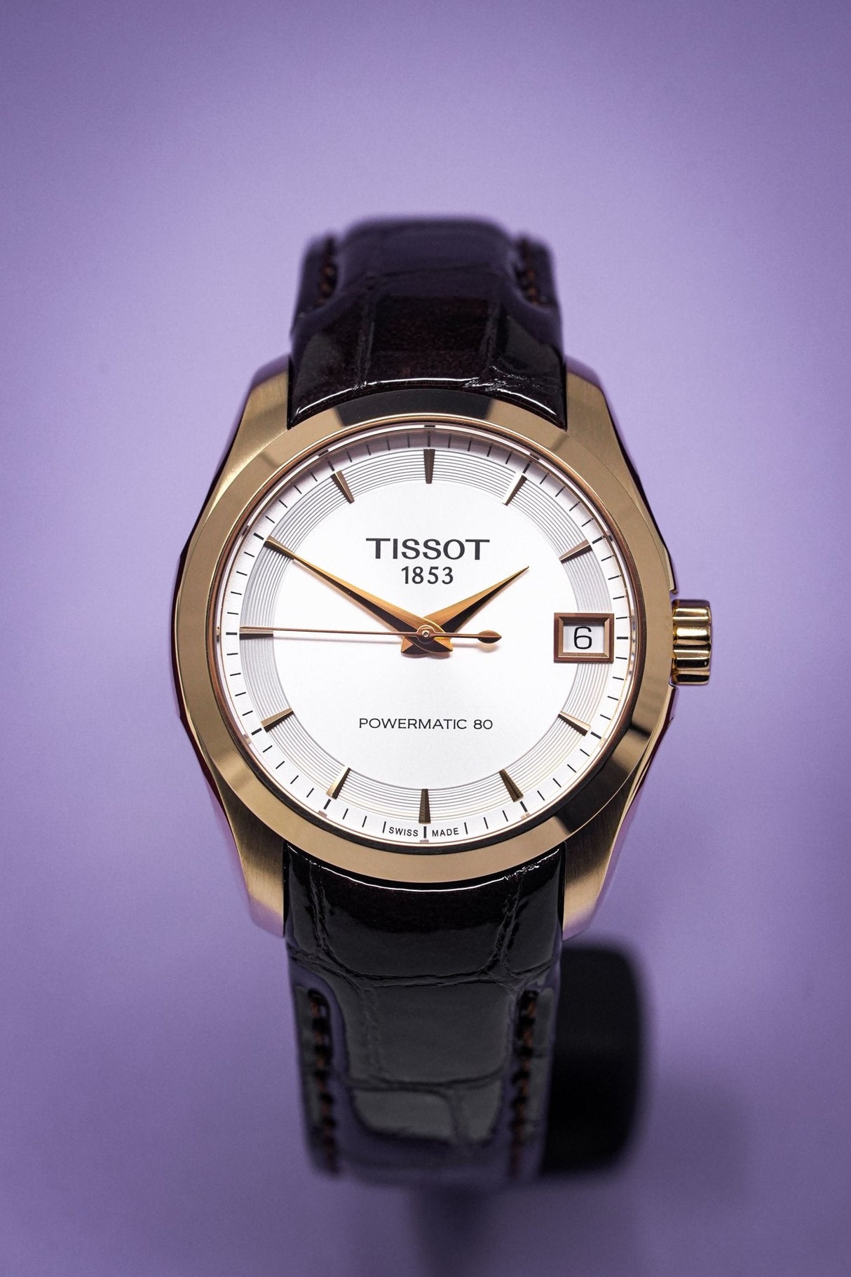 Tissot T-Classic Couturier Powermatic 80 Date Leather Rose Gold - Watches & Crystals