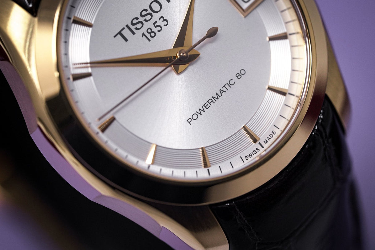 Tissot T-Classic Couturier Powermatic 80 Date Leather Rose Gold - Watches & Crystals
