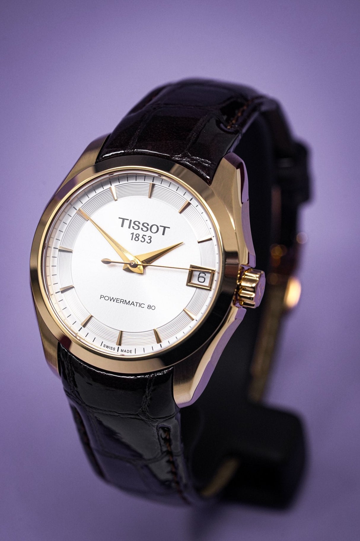 Tissot T-Classic Couturier Powermatic 80 Date Leather Rose Gold - Watches & Crystals