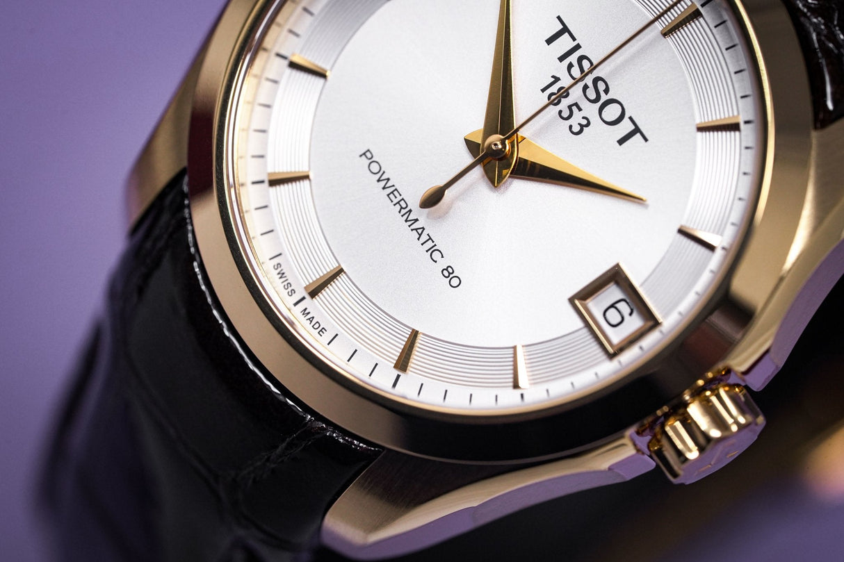 Tissot T-Classic Couturier Powermatic 80 Date Leather Rose Gold - Watches & Crystals