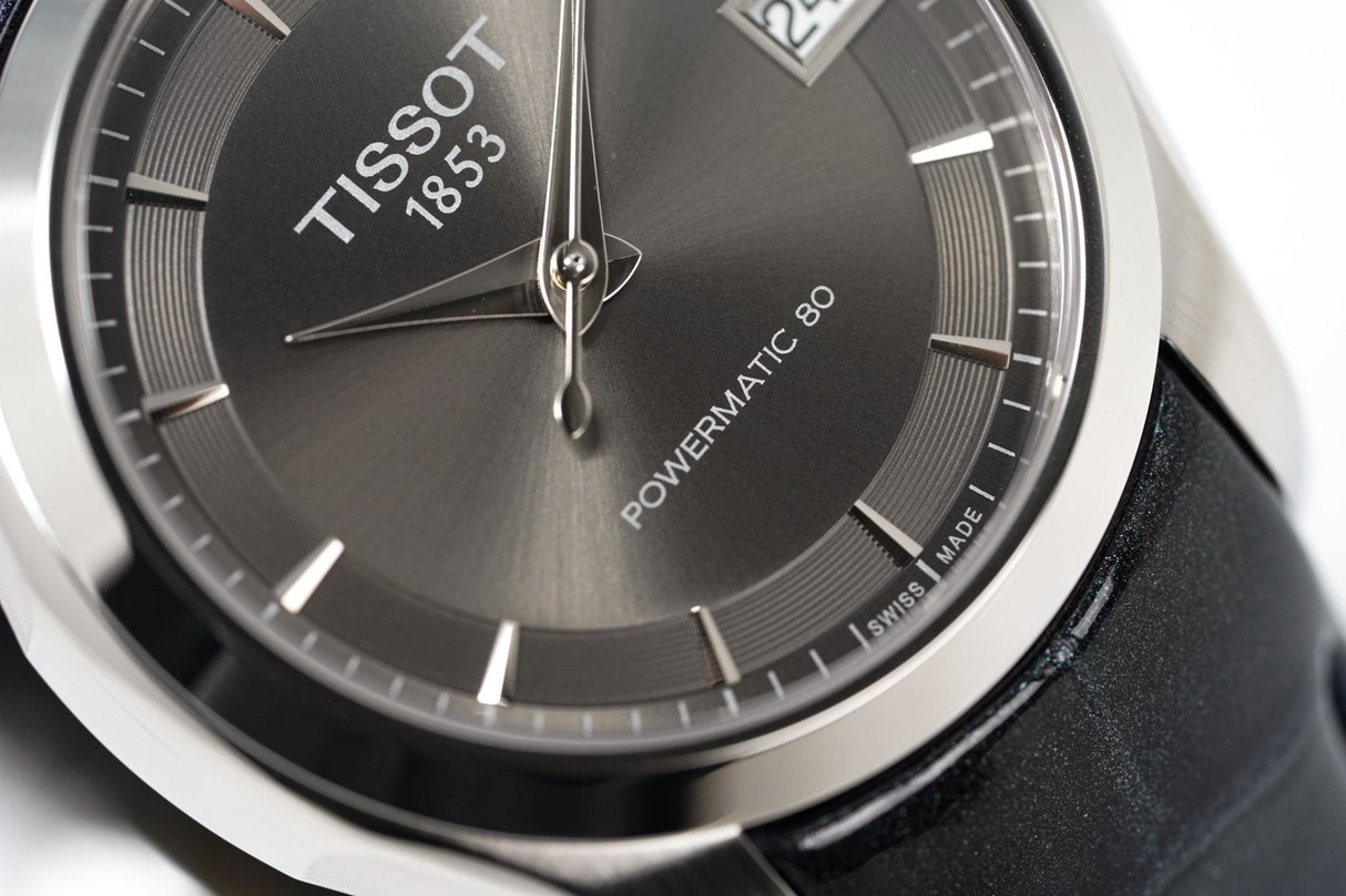 Tissot Women's T-Classic Automatic Watch Couturier Powermatic 80 Date Blue Leather - Watches & Crystals