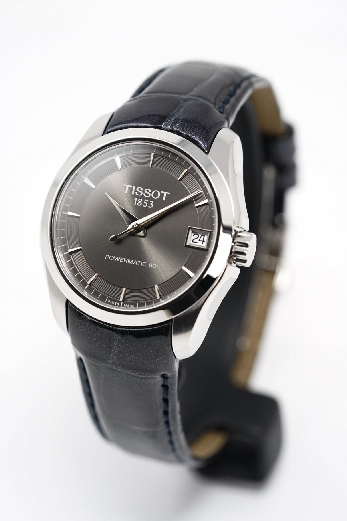 Tissot Women's T-Classic Automatic Watch Couturier Powermatic 80 Date Blue Leather - Watches & Crystals