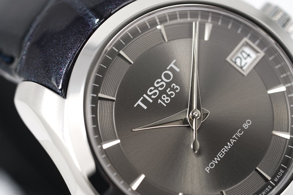 Tissot Women's T-Classic Automatic Watch Couturier Powermatic 80 Date Blue Leather - Watches & Crystals