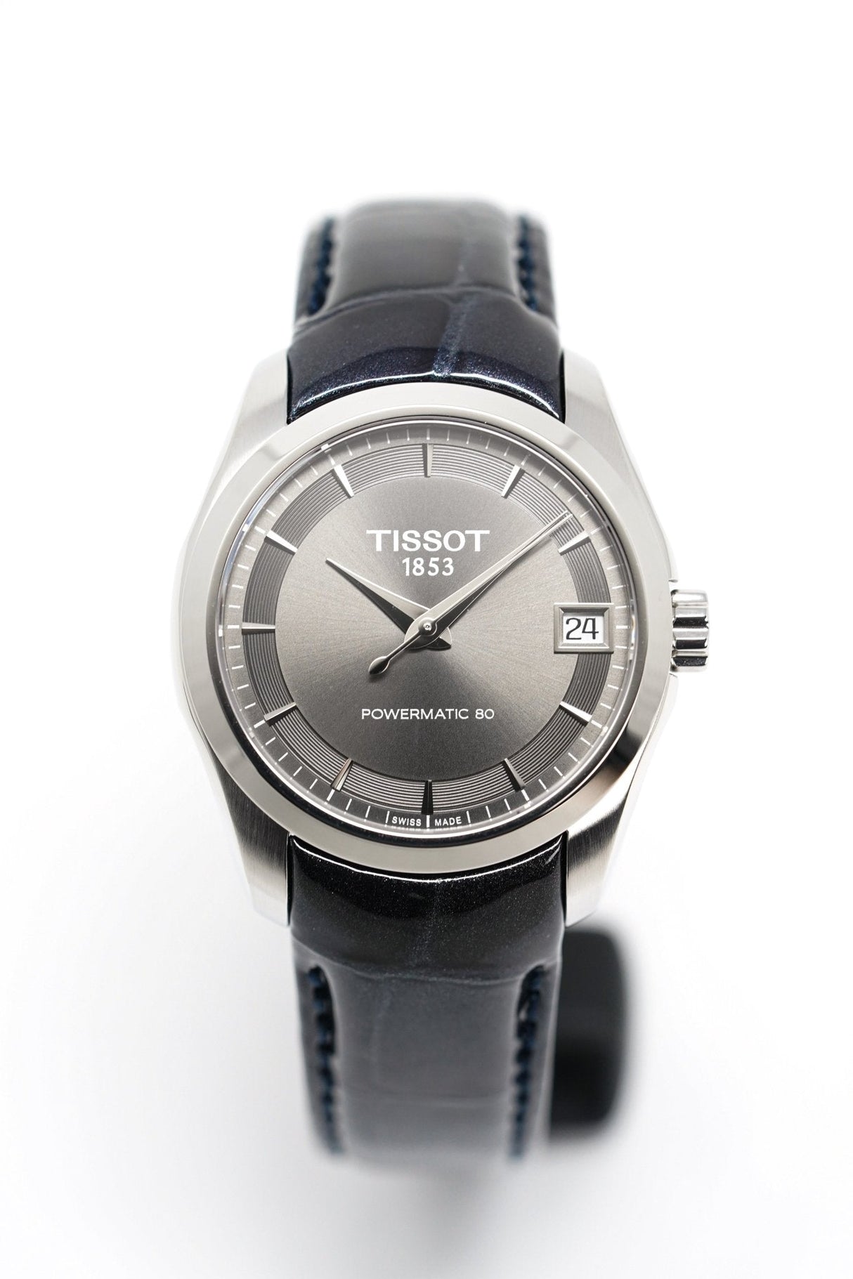 Tissot Women's T-Classic Automatic Watch Couturier Powermatic 80 Date Blue Leather - Watches & Crystals