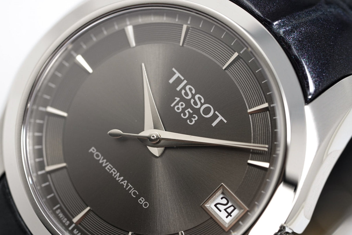 Tissot Women's T-Classic Automatic Watch Couturier Powermatic 80 Date Blue Leather - Watches & Crystals