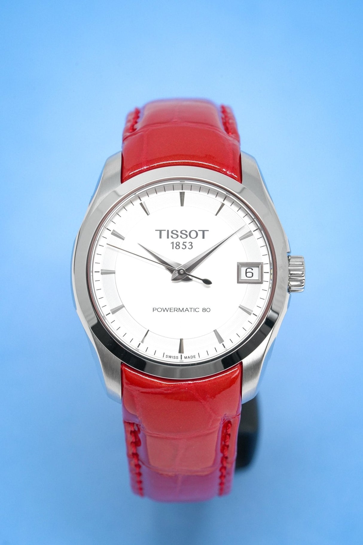 Tissot Women's T-Classic Automatic Watch Couturier Powermatic 80 Date Red Leather - Watches & Crystals