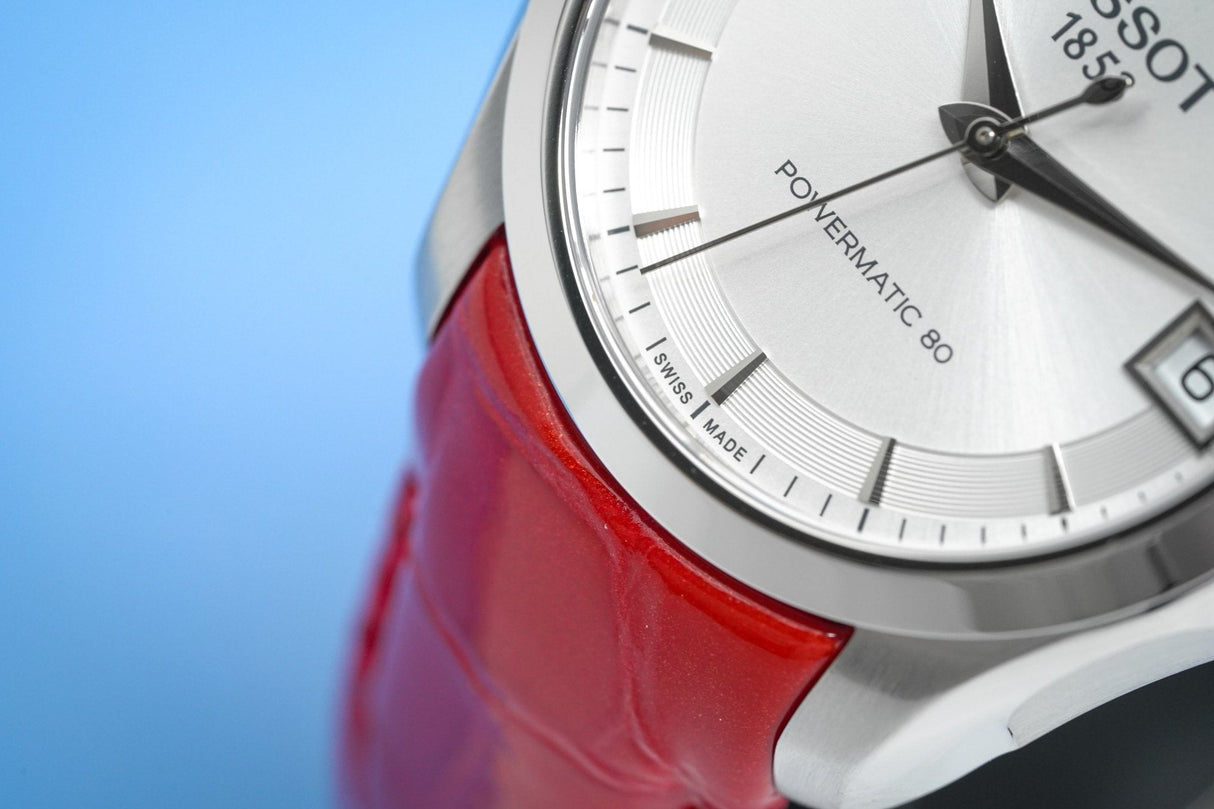 Tissot Women's T-Classic Automatic Watch Couturier Powermatic 80 Date Red Leather - Watches & Crystals