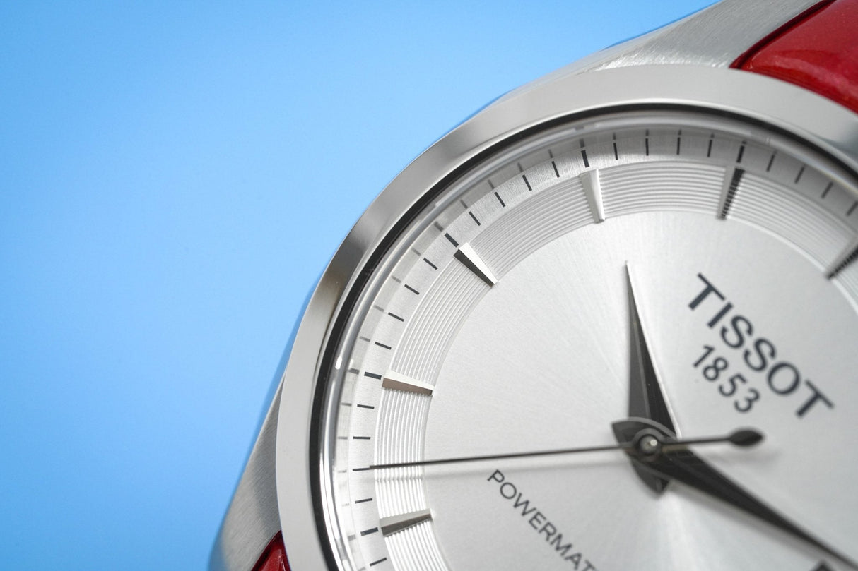 Tissot Women's T-Classic Automatic Watch Couturier Powermatic 80 Date Red Leather - Watches & Crystals