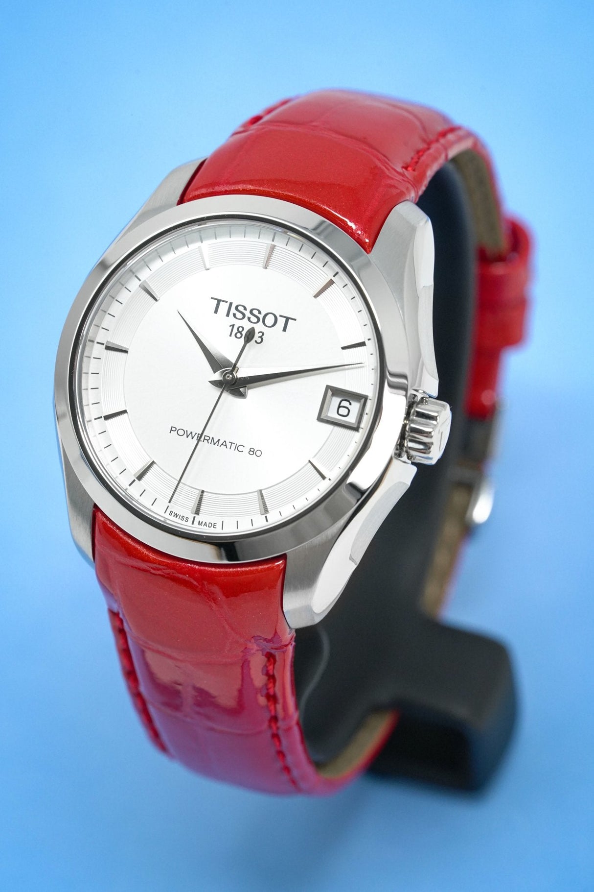Tissot Women's T-Classic Automatic Watch Couturier Powermatic 80 Date Red Leather - Watches & Crystals