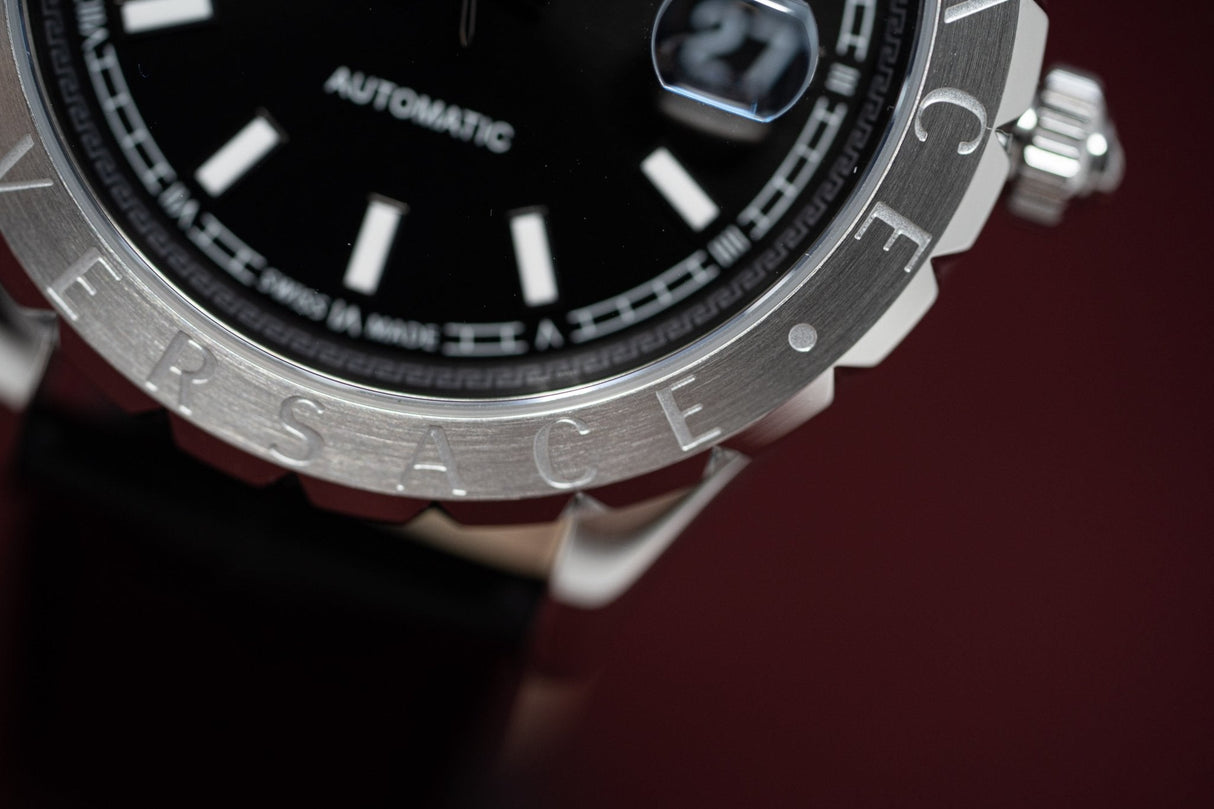 Versace Hellenyium Black Leather - Watches & Crystals