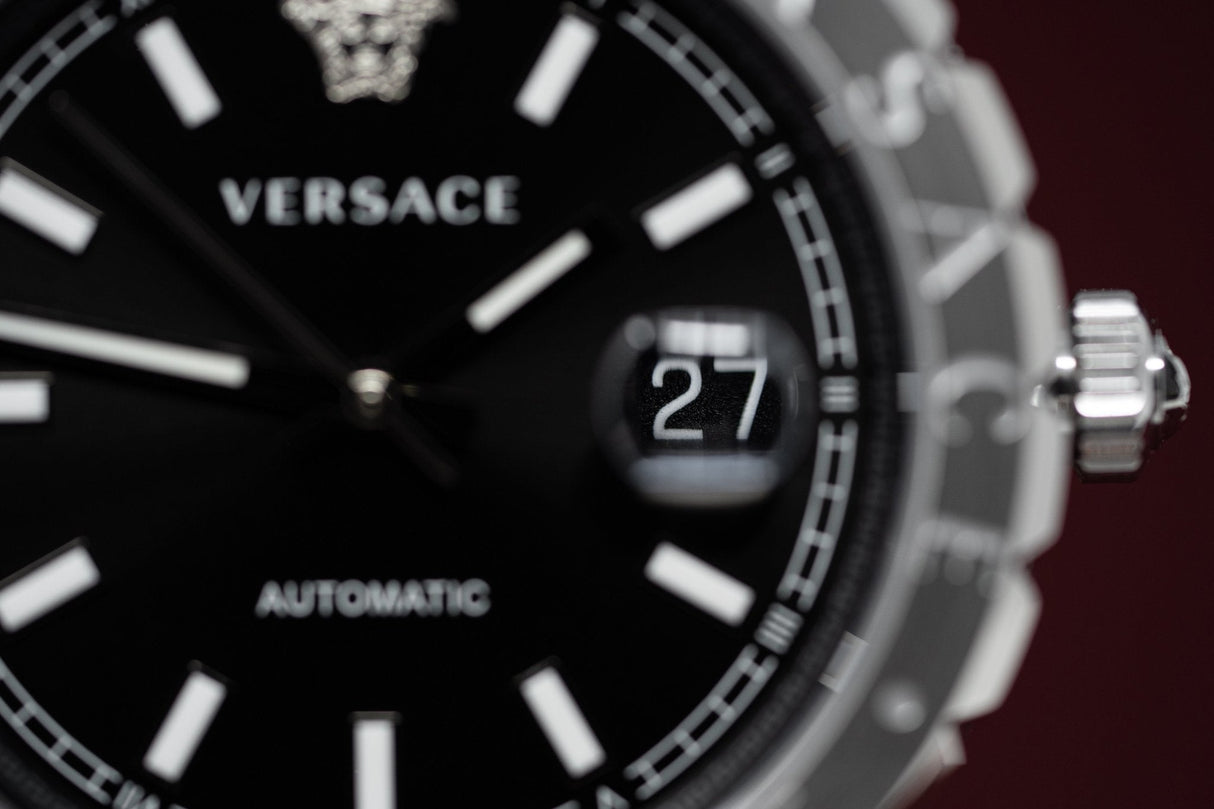 Versace Hellenyium Black Leather - Watches & Crystals