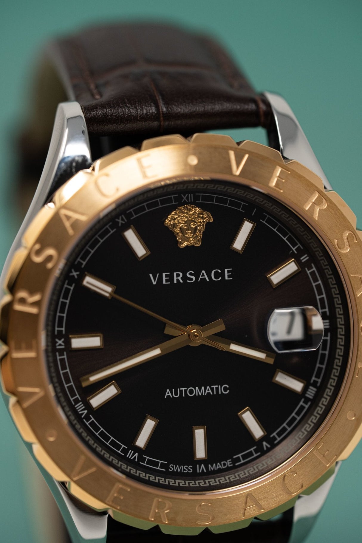 Versace Hellenyium Brown Leather - Watches & Crystals