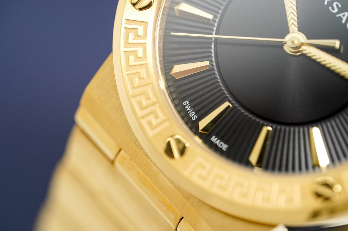 Versace Ladies Watch Greca Logo Gold Black VEVH00820 - Watches & Crystals