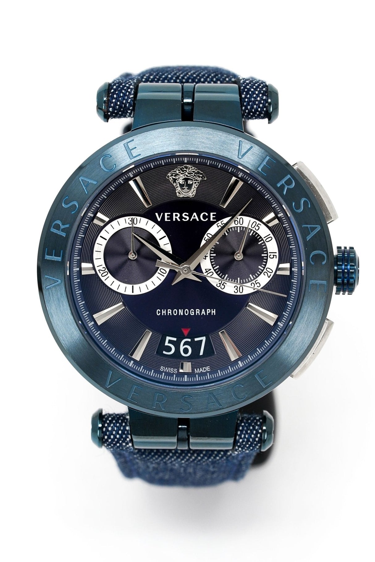 Versace Men's Chronograph Watch Aion Blue VBR070017 - Watches & Crystals