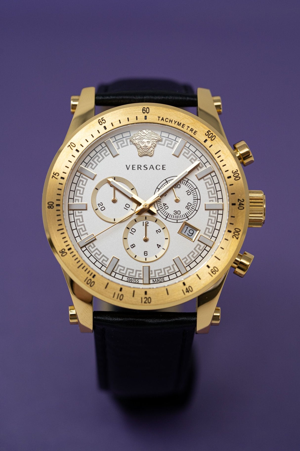 Versace Sporty Chronograph Leather Strap - Watches & Crystals