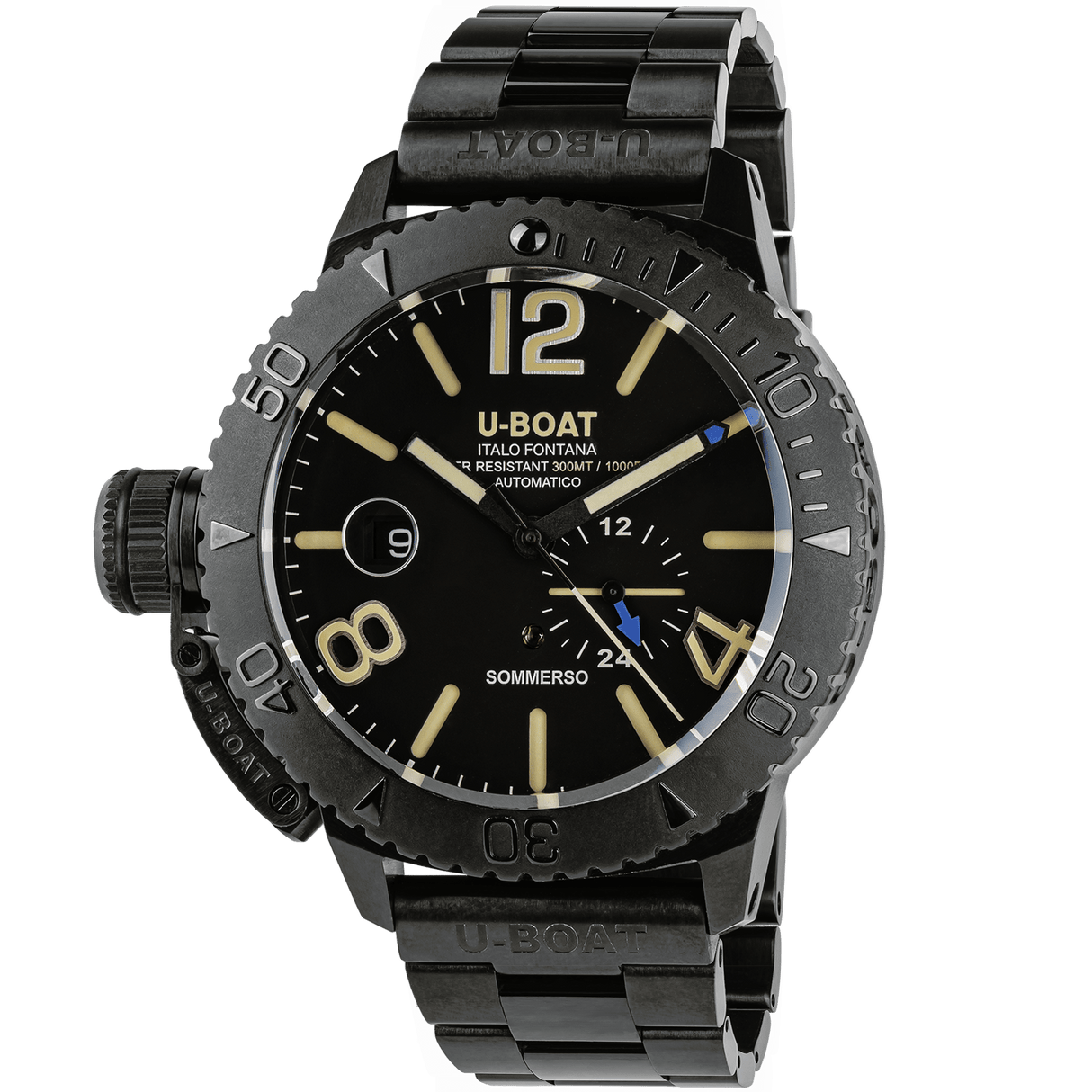 U-Boat Men’s Watch 46mm Sommerso DLC Diver Black Bracelet