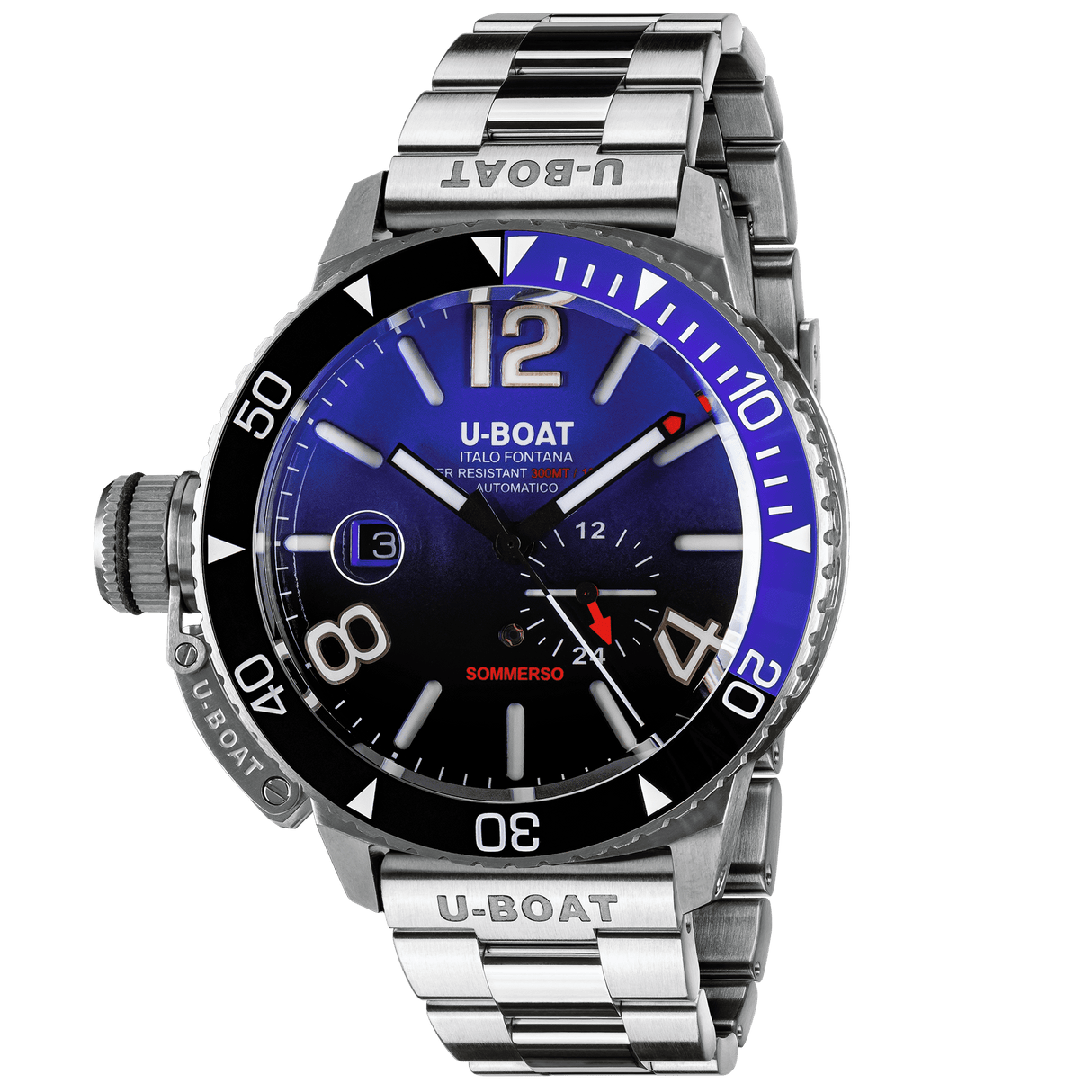 U-Boat Men’s Watch 46mm Sommerso Ceramic Diver Blue Bracelet