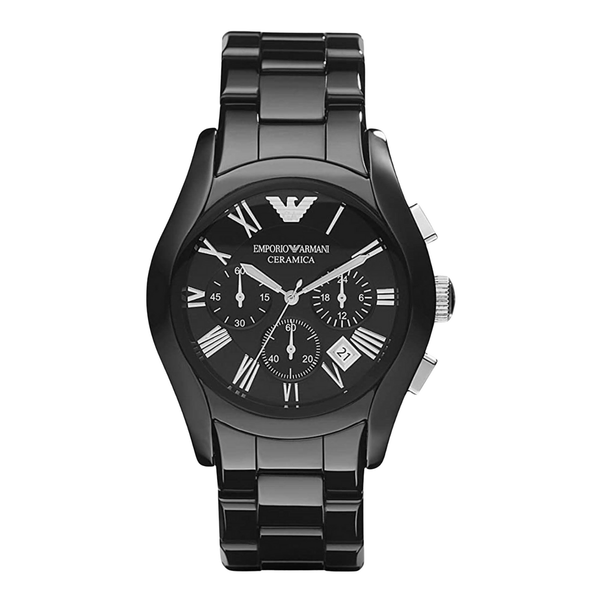 Emporio Armani Men s Valente Chronograph Watch Silver Ceramic AR1400 Designer Watch Store