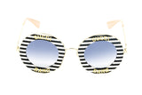 Gucci Women's Sunglasses Oversized Round Gold Band GG0113S-008 44