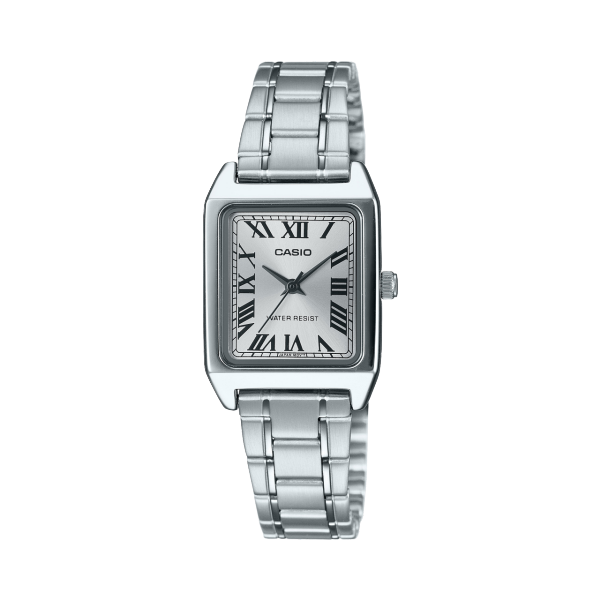 Casio Ladies' 22mm Rectangular Silver Stainless Steel Watch