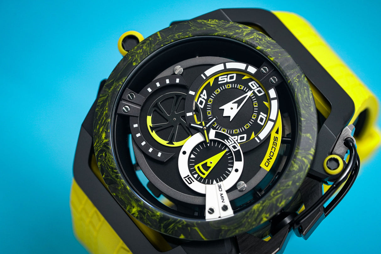 Mazzucato Reversible Watch Monza Yellow Carbon